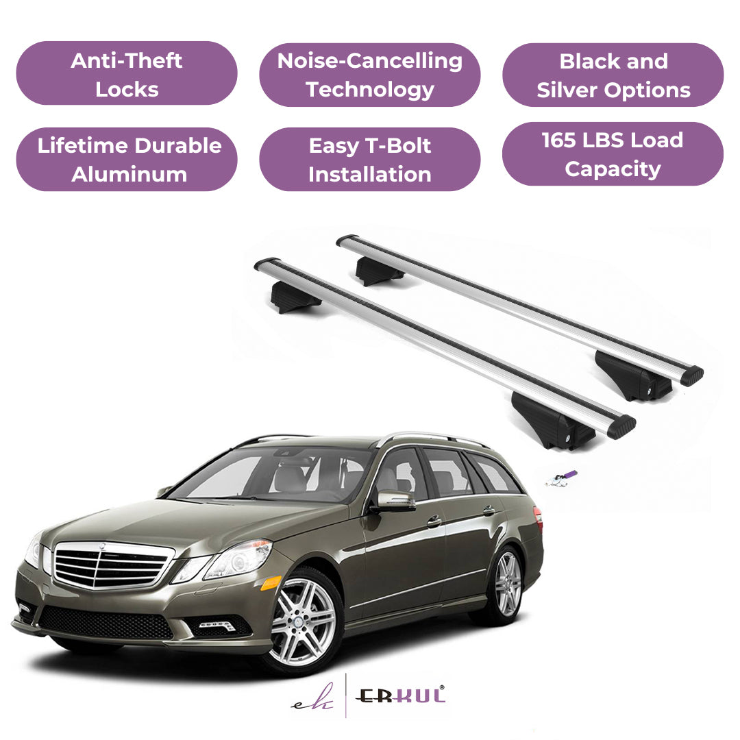 ERKUL Roof Rack Cross Bars for Mercedes Benz E-Class 2011-2016 - Silver