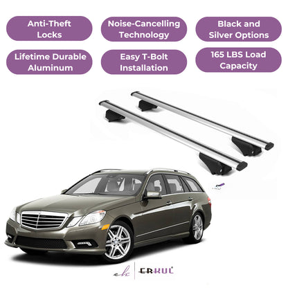ERKUL Roof Rack Cross Bars for Mercedes Benz E-Class 2011-2016 - Silver