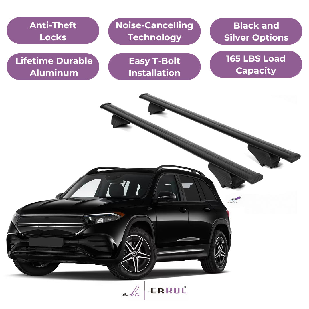 Roof Rack Cross Bars with Extended Bar Design for Mercedes EQB 2022-2025  - Black