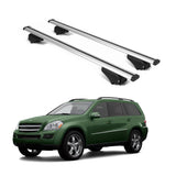 ERKUL Roof Rack Cross Bars for Mercedes Benz GL 2006 2012 | Aluminum Crossbars with Anti Theft Lock for Rooftop | Compatible with Raised Rails   - Silver