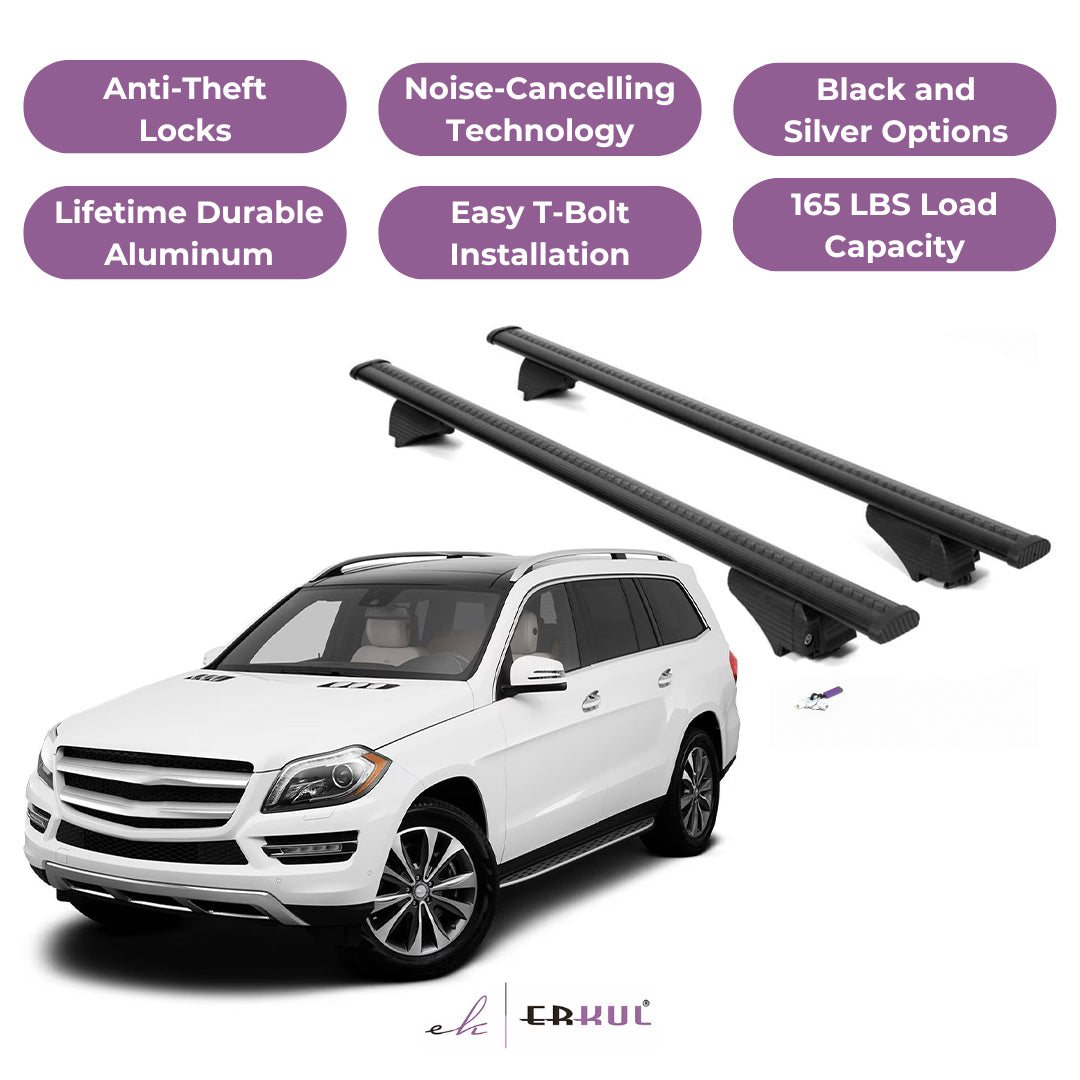 Roof Rack Cross Bars with Extended Bar Design for Mercedes GL 2013-2016  - Black