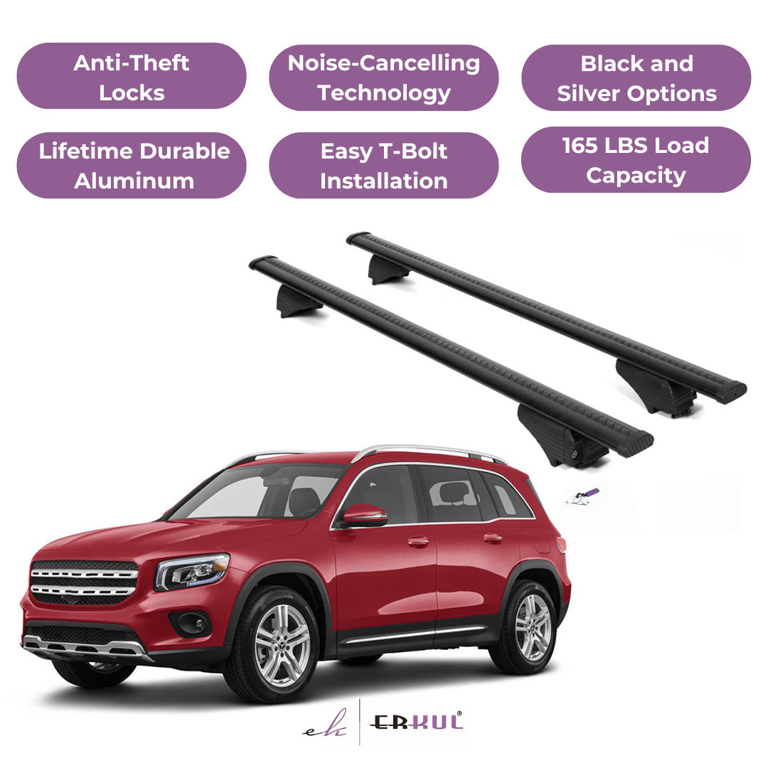 Roof Rack Cross Bars with Extended Bar Design for Mercedes GLB 2020-2025  - Black