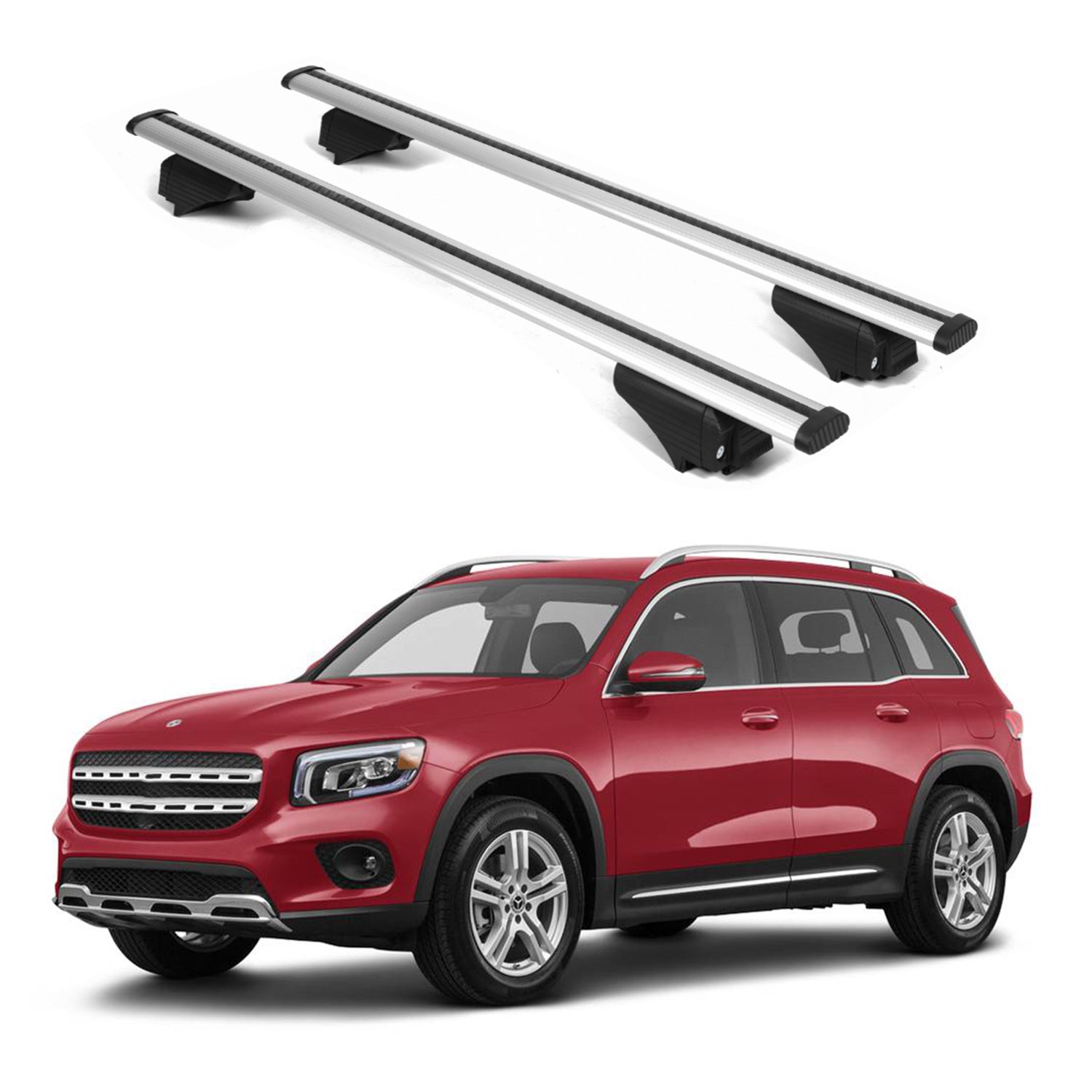 ERKUL Roof Rack Cross Bars for Mercedes GLB 2020-2025 for Raised Rails - Silver