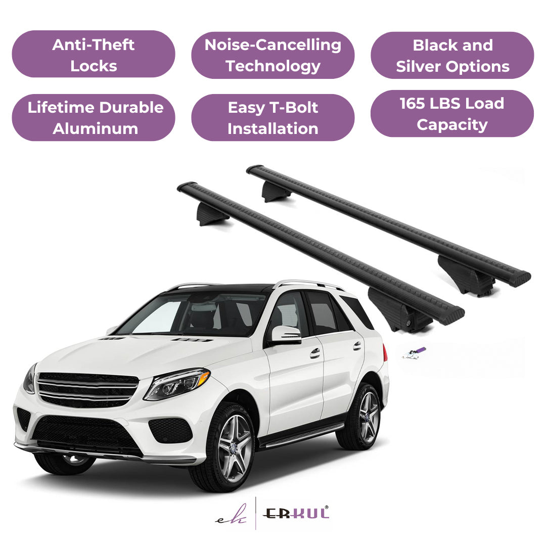 Roof Rack Cross Bars with Extended Bar Design for Mercedes Benz GLE (W166) 2015-2019 - Black