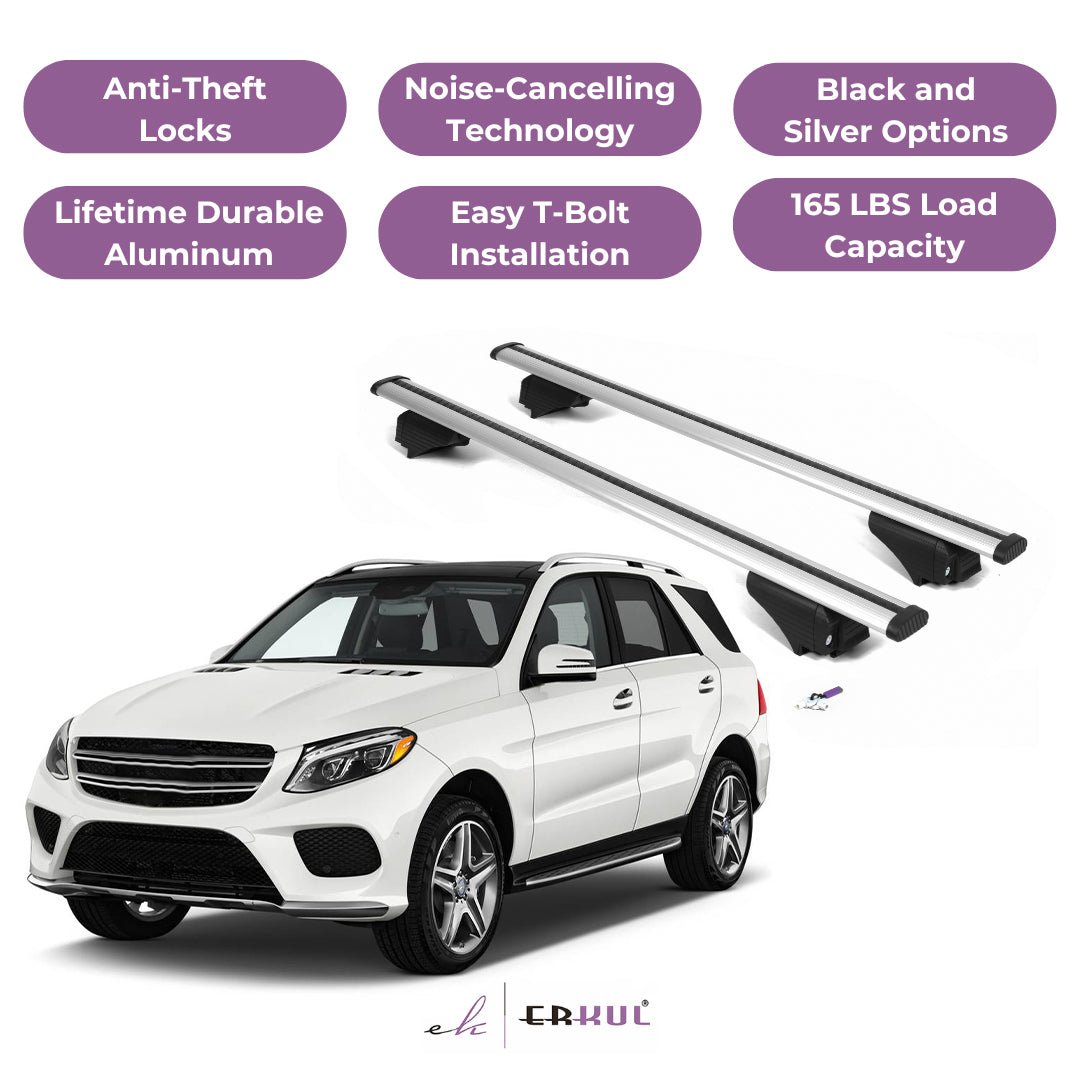 Roof Rack Cross Bars with Extended Bar Design for Mercedes Benz GLE (W166) 2015-2019 - Silver