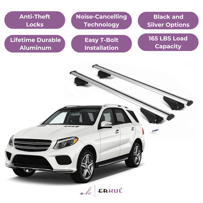 Roof Rack Cross Bars with Extended Bar Design for Mercedes Benz GLE (W166) 2015-2019 - Silver