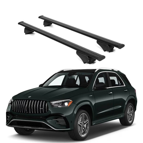 ERKUL Roof Rack Cross Bars for Mercedes Benz GLE (V167) 2019 2024 | Aluminum Crossbars with Anti Theft Lock for Rooftop | Compatible with Raised Rails   - Black