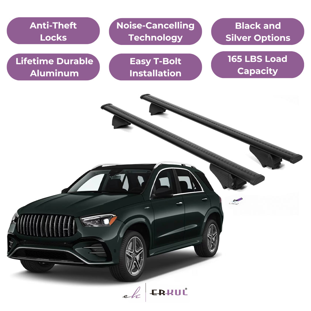 Roof Rack Cross Bars with Extended Bar Design for Mercedes Benz GLE (V167) 2019-2025 - Black