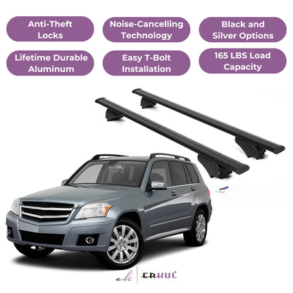 Roof Rack Cross Bars with Extended Bar Design for Mercedes GLK 2009-2015  - Black