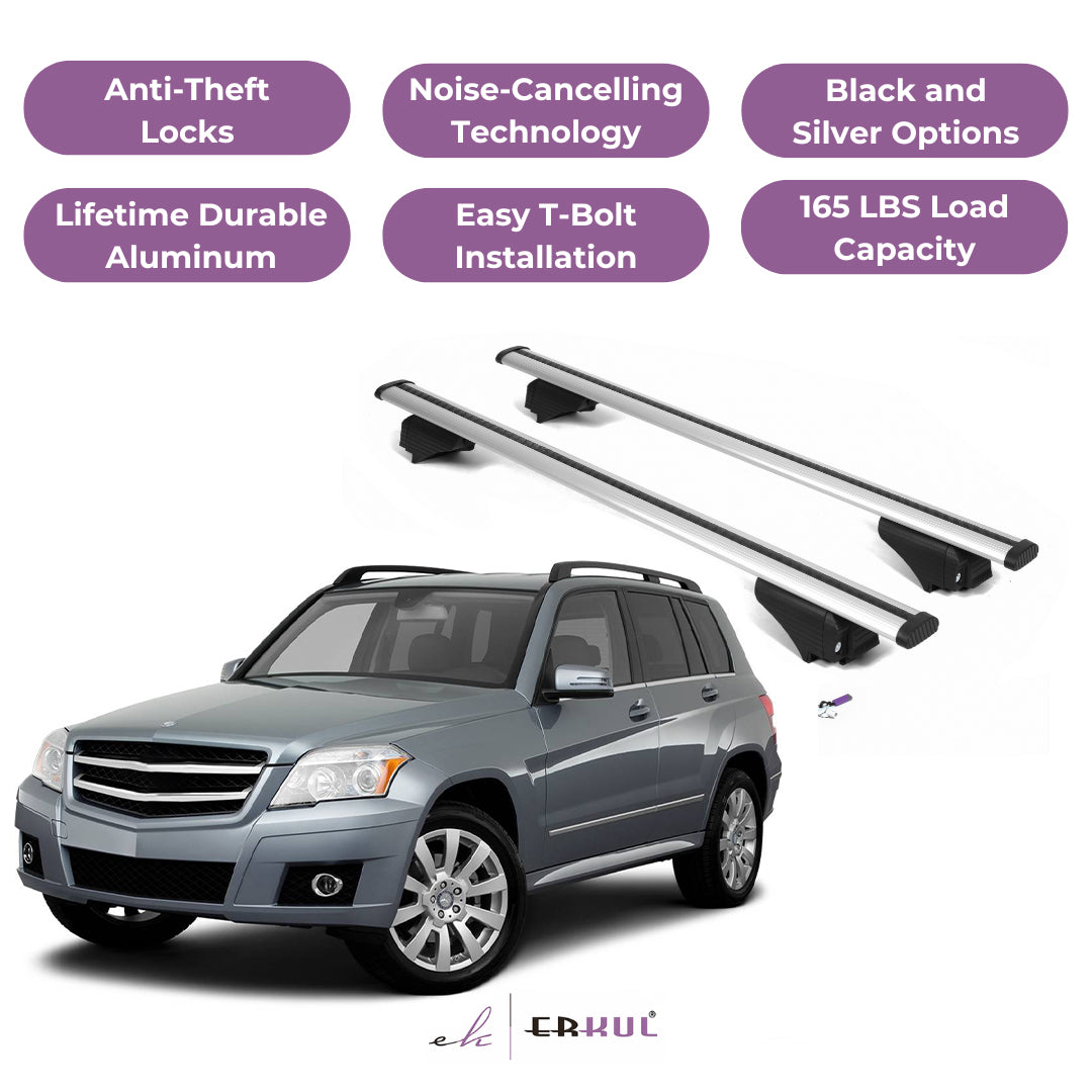 Roof Rack Cross Bars with Extended Bar Design for Mercedes GLK 2009-2015  - Silver