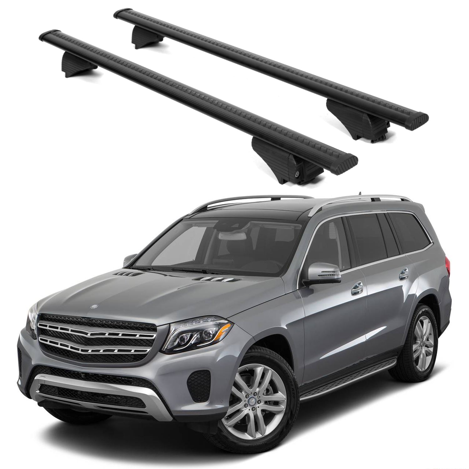 ERKUL Roof Rack Cross Bars for Mercedes Benz GLS 2017 2019 For Raised Rails  - Black