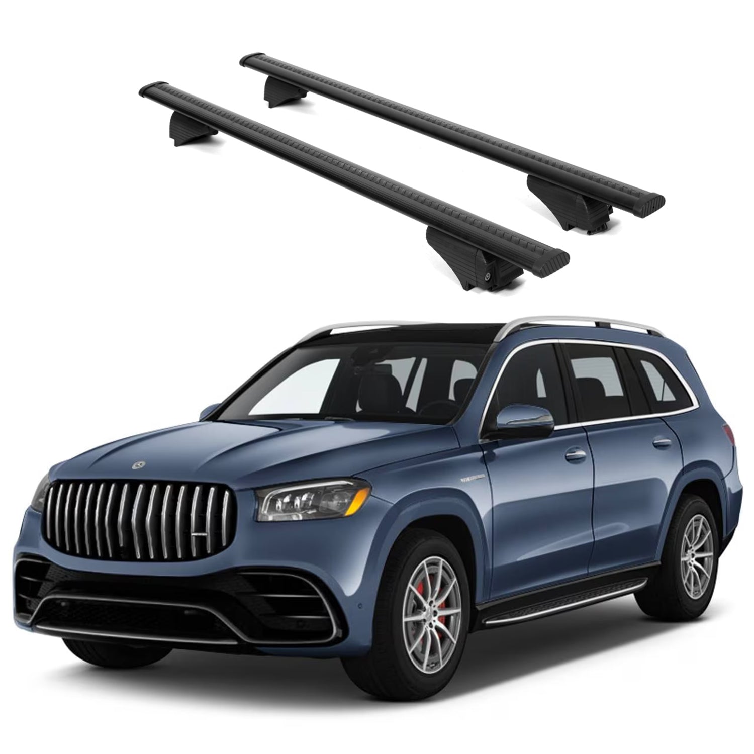 ERKUL Roof Rack Cross Bars for Mercedes GLS 2020-2025 for Raised Rails - Black