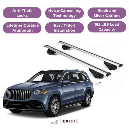 ERKUL Roof Rack Cross Bars for Mercedes GLS 2020-2025 for Raised Rails - Silver
