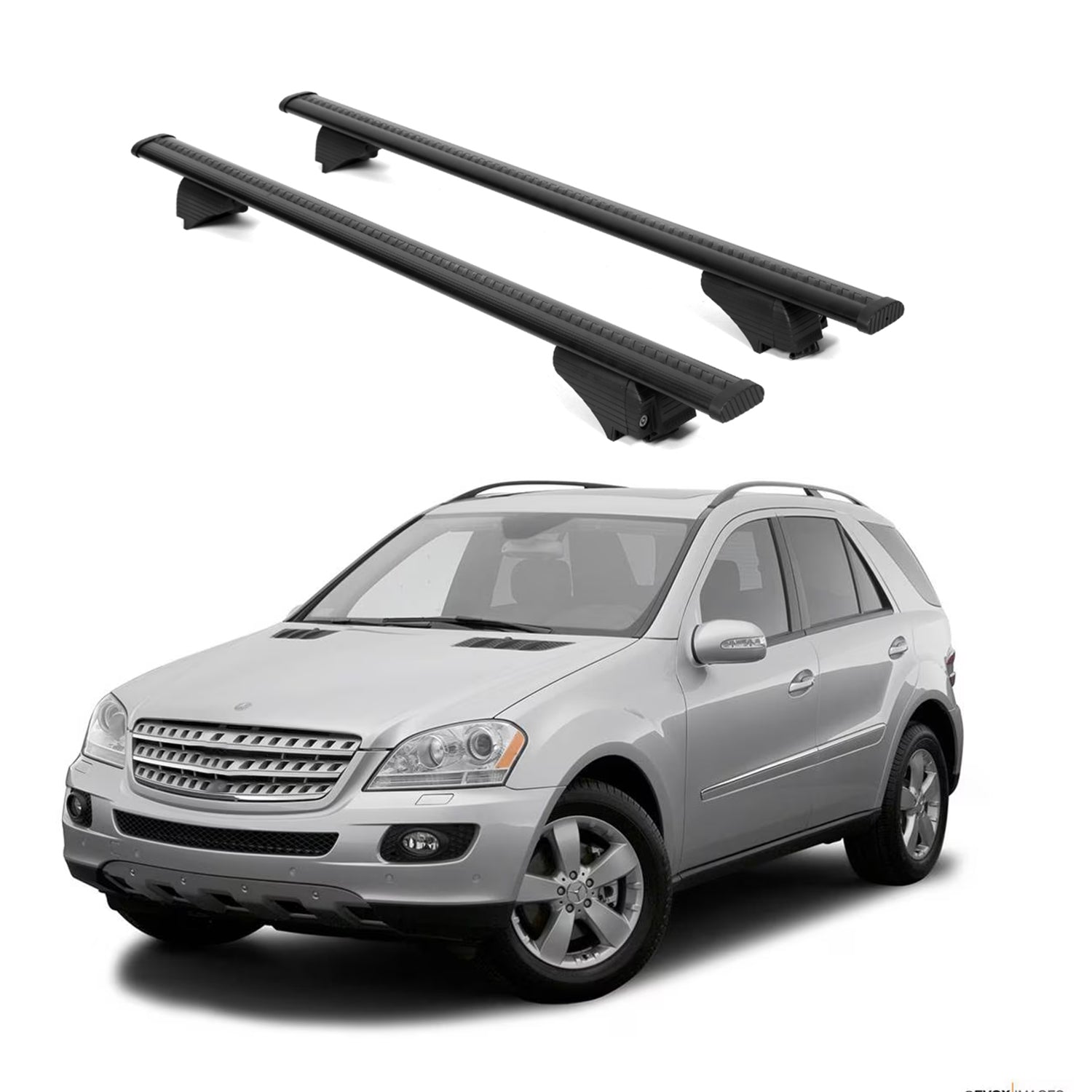 ERKUL Roof Rack Cross Bars for Mercedes Benz M Class 2006 2011 For Raised Rails  - Black