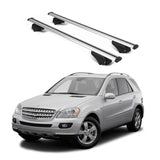 ERKUL Roof Rack Cross Bars for Mercedes Benz M Class 2006 2011 | Aluminum Crossbars with Anti Theft Lock for Rooftop | Compatible with Raised Rails   - Silver