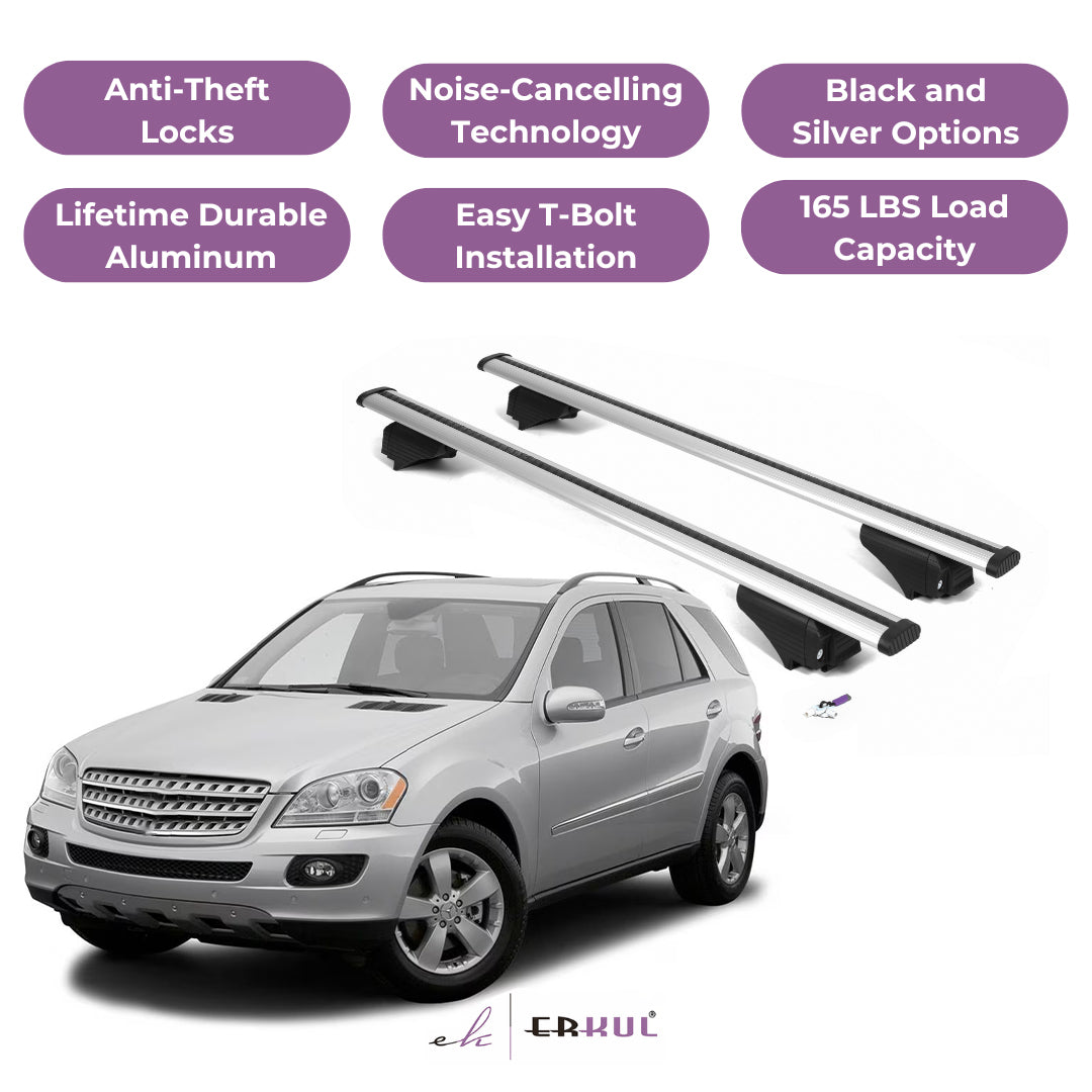 Roof Rack Cross Bars with Extended Bar Design for Mercedes Benz M-Class 2006-2011 - Silver