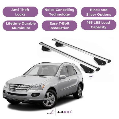 Roof Rack Cross Bars with Extended Bar Design for Mercedes Benz M-Class 2006-2011 - Silver