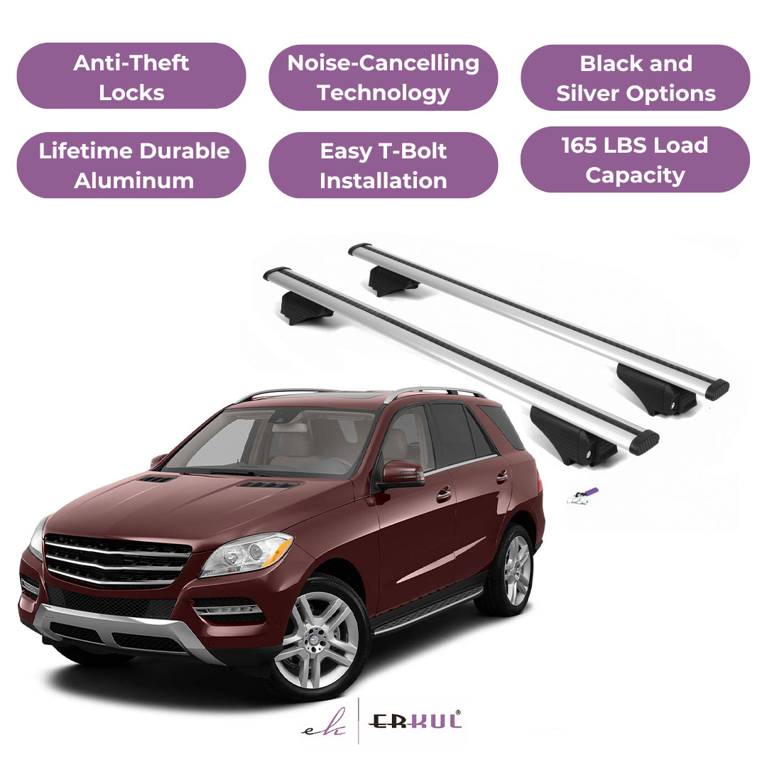 Roof Rack Cross Bars with Extended Bar Design for Mercedes Benz M-Class 2012-2015 - Silver