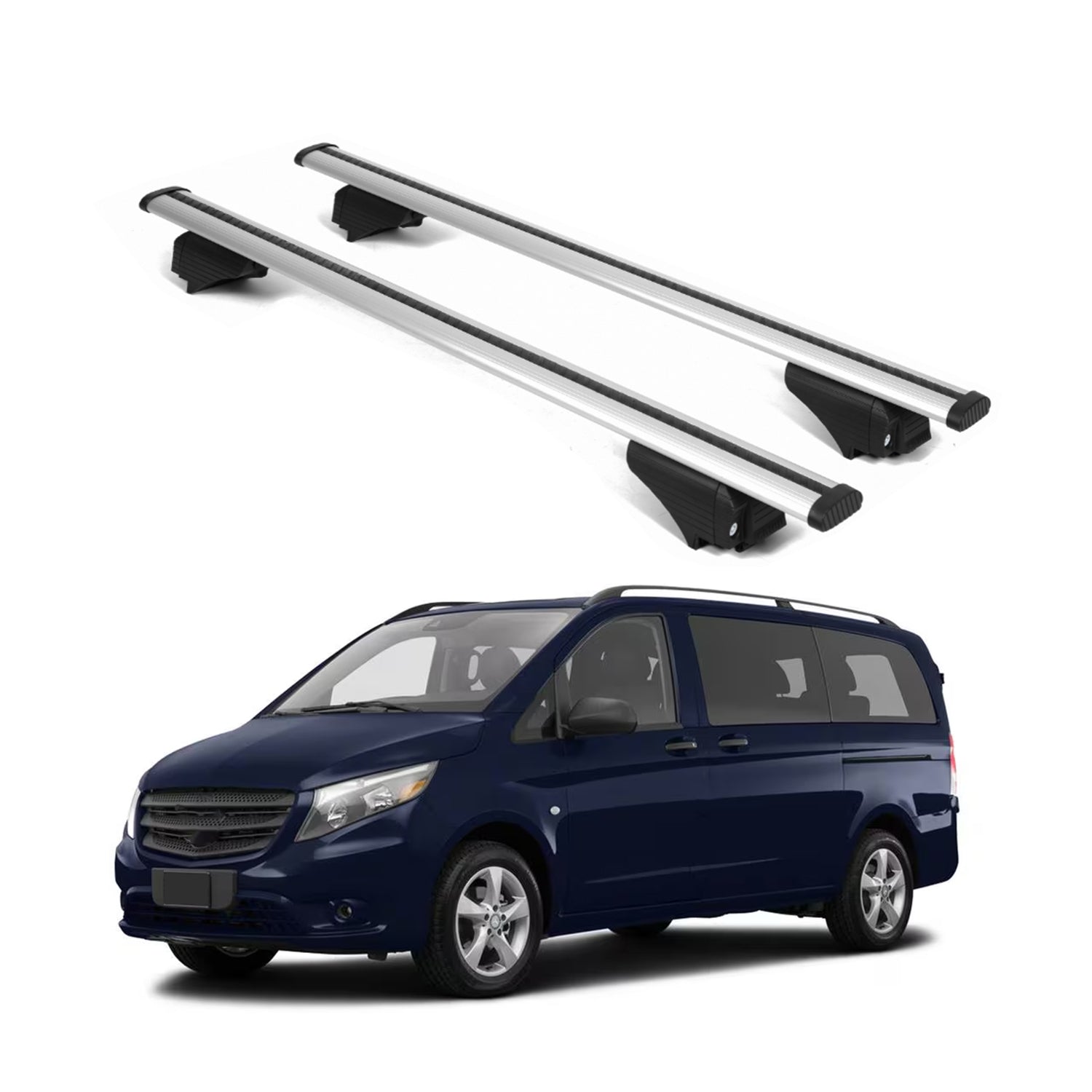 ERKUL Roof Rack Cross Bars for Mercedes Benz Metris 2016 2023 For Raised Rails  - Silver