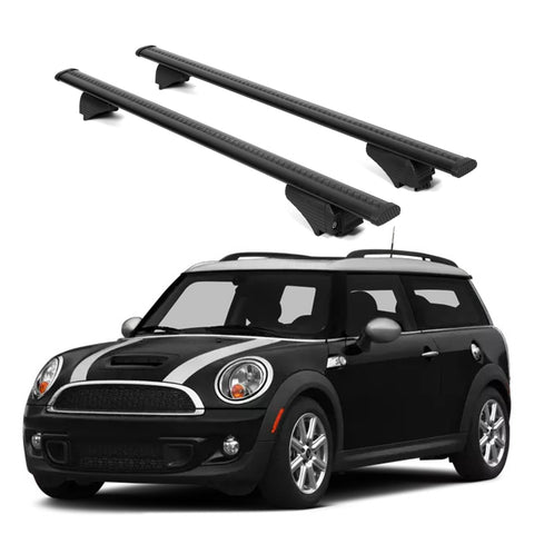 ERKUL Roof Rack Cross Bars for Mini Cooper Clubman 2010 2014 | Aluminum Crossbars with Anti Theft Lock for Rooftop | Compatible with Raised Rails   - Black