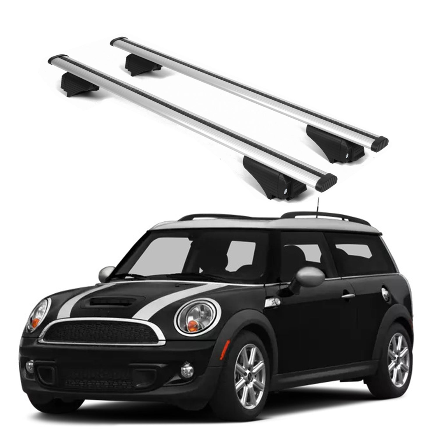 ERKUL Roof Rack Cross Bars for Mini Cooper Clubman 2010 2014 For Raised Rails  - Silver