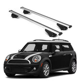 ERKUL Roof Rack Cross Bars for Mini Cooper Clubman 2010 2014 | Aluminum Crossbars with Anti Theft Lock for Rooftop | Compatible with Raised Rails   - Silver