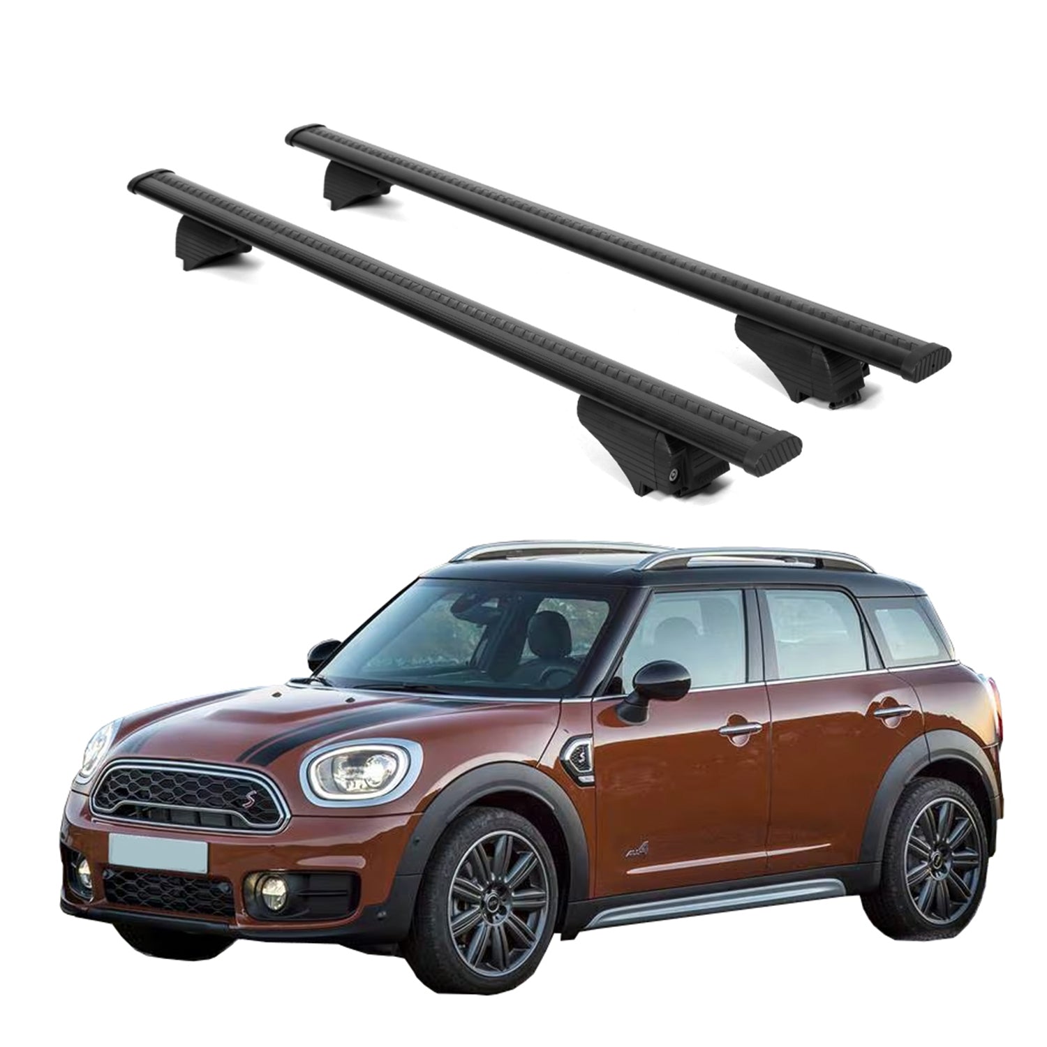 ERKUL Roof Rack Cross Bars for Mini Cooper Countryman 2017 2024 For Raised Rails  - Black