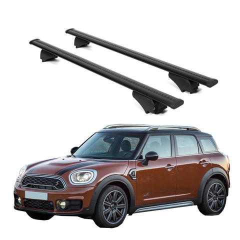 ERKUL Roof Rack Cross Bars for Mini Cooper Countryman 2017 2024 | Aluminum Crossbars with Anti Theft Lock for Rooftop | Compatible with Raised Rails   - Black