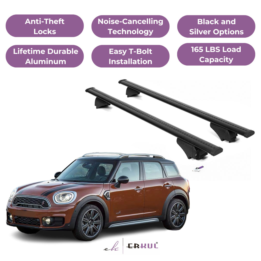 ERKUL Roof Rack Cross Bars for Mini Cooper Countryman 2017-2024 - Black