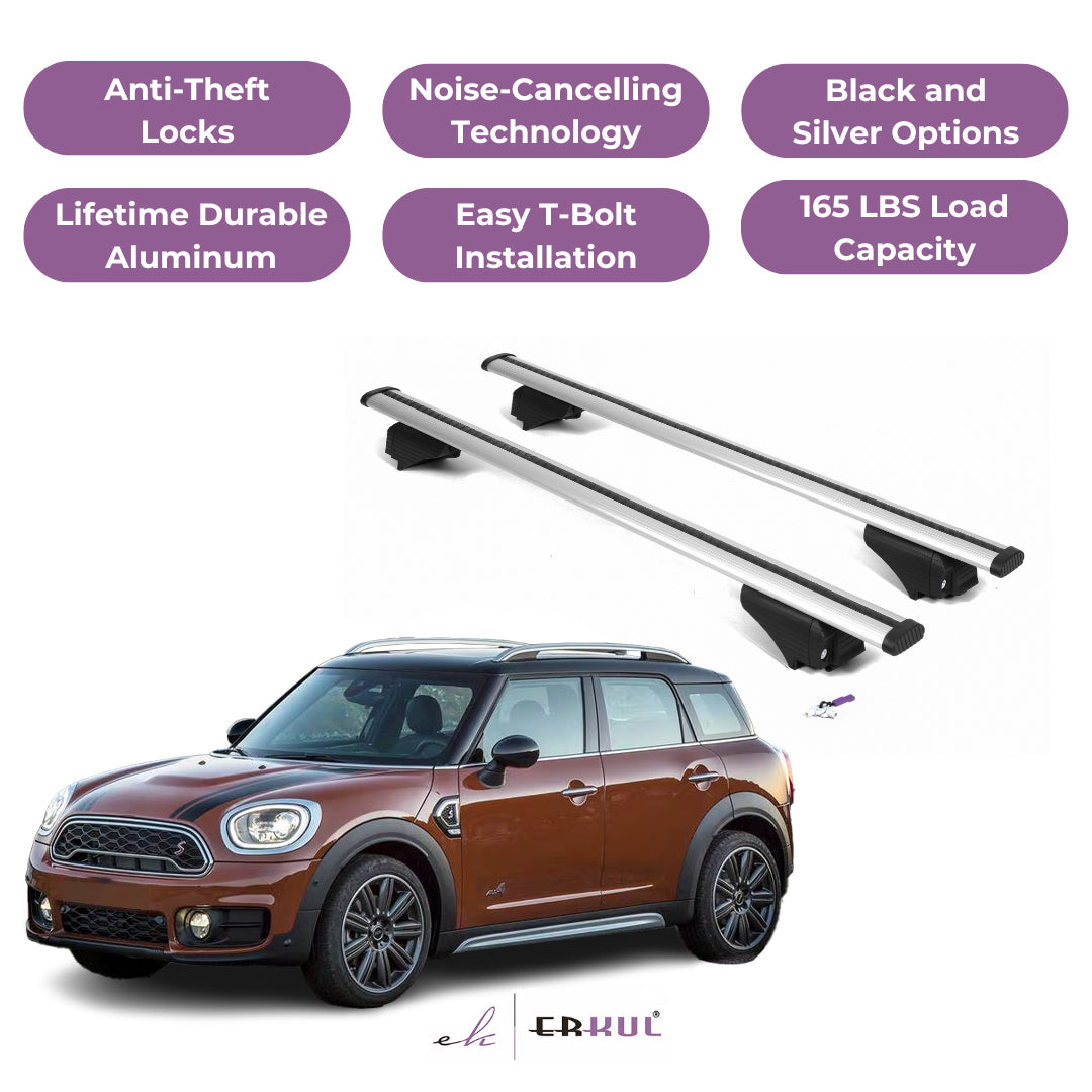Roof Rack Cross Bars with Extended Bar Design for Mini Cooper Countryman 2017-2024 - Silver