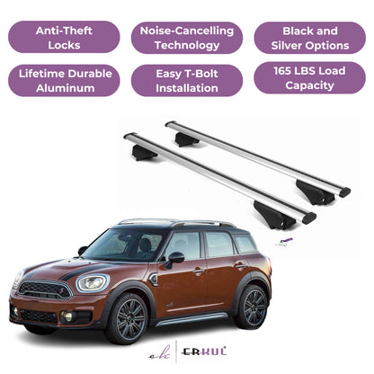 Roof Rack Cross Bars with Extended Bar Design for Mini Cooper Countryman 2017-2024 - Silver