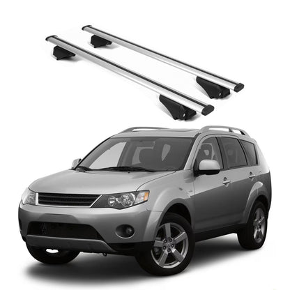 ERKUL Roof Rack Cross Bars for Mitsubishi Outlander 2007 2013 For Raised Rails  - Silver