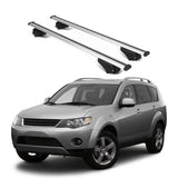 ERKUL Roof Rack Cross Bars for Mitsubishi Outlander 2007 2013 | Aluminum Crossbars with Anti Theft Lock for Rooftop | Compatible with Raised Rails   - Silver