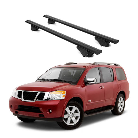 ERKUL Roof Rack Cross Bars for Nissan Armada 2008 2015 | Aluminum Crossbars with Anti Theft Lock for Rooftop | Compatible with Raised Rails   - Black