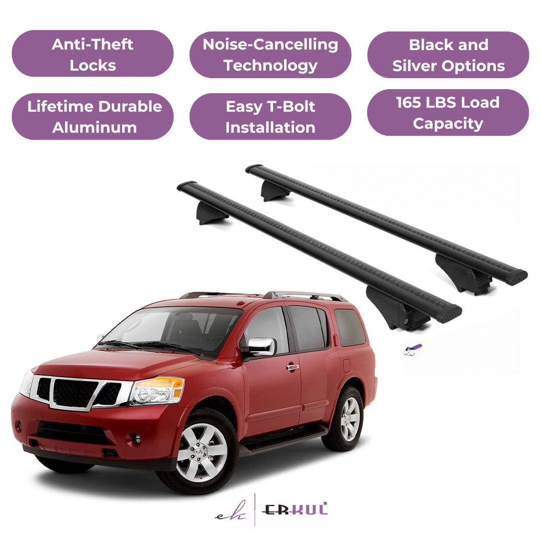 Roof Rack Cross Bars with Extended Bar Design for Nissan Armada 2008-2015  - Black