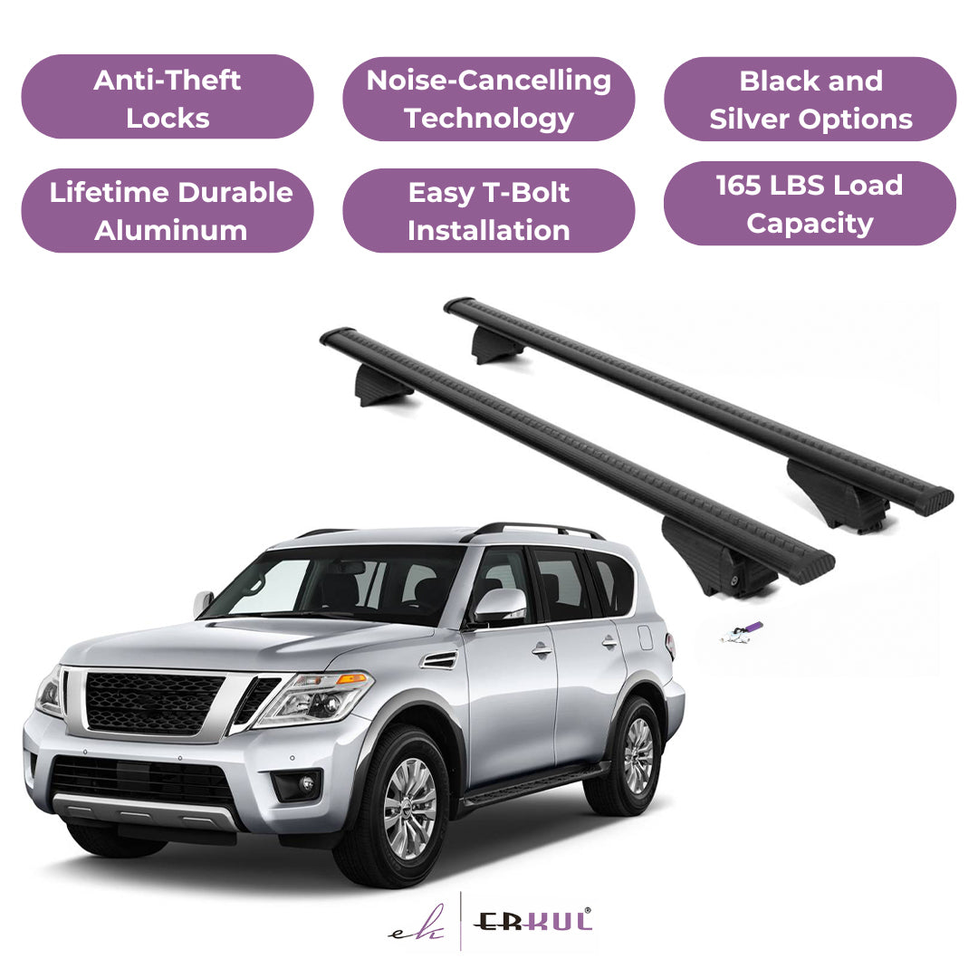 Roof Rack Cross Bars with Extended Bar Design for Nissan Armada 2017-2025  - Black