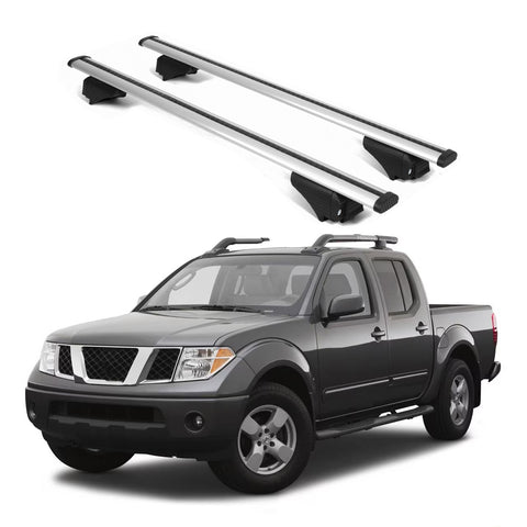 ERKUL Roof Rack Cross Bars for Nissan Frontier 2005 2021 | Aluminum Crossbars with Anti Theft Lock for Rooftop | Compatible with Raised Rails   - Silver