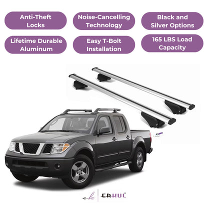 Roof Rack Cross Bars with Extended Bar Design for Nissan Frontier 2005-2021 -Silver