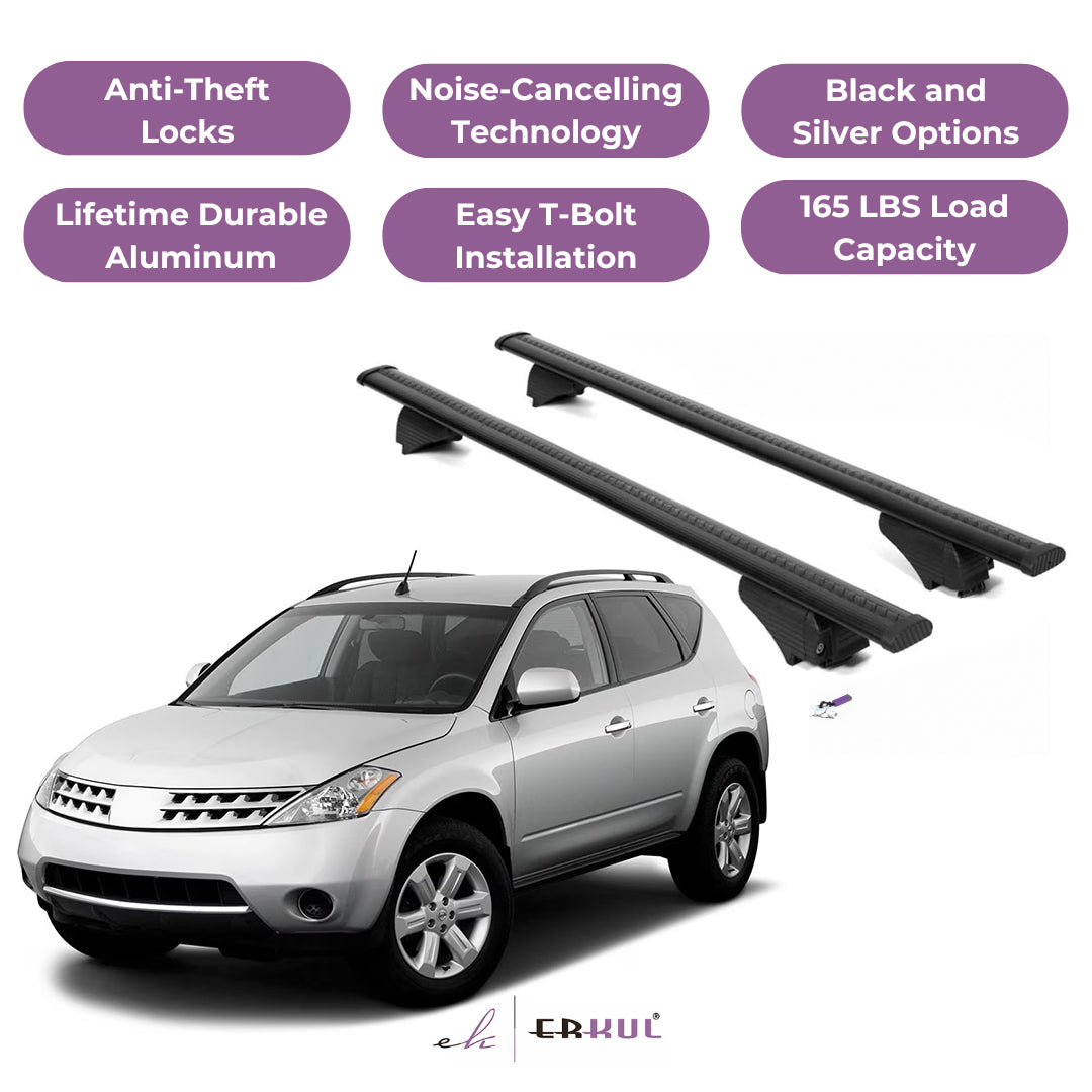 Roof Rack Cross Bars with Extended Bar Design for Nissan Murano 2003-2014  - Black
