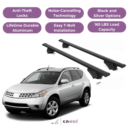 Roof Rack Cross Bars with Extended Bar Design for Nissan Murano 2003-2014  - Black