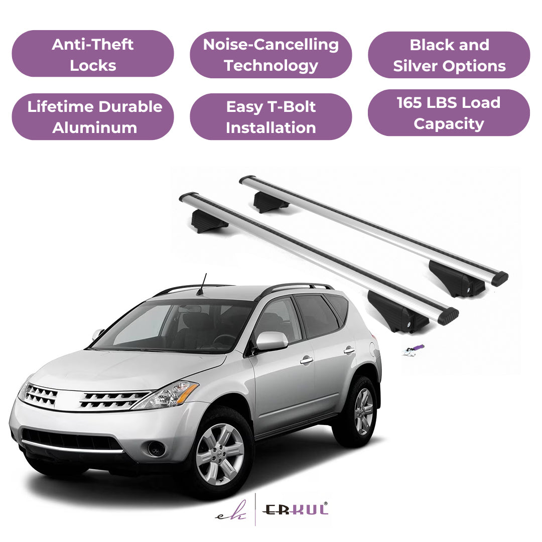Roof Rack Cross Bars with Extended Bar Design for Nissan Murano 2003-2014  - Silver