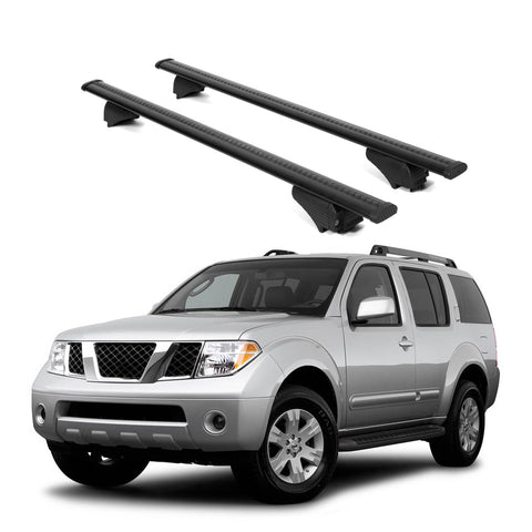 ERKUL Roof Rack Cross Bars for Nissan Pathfinder 2005 2012 | Aluminum Crossbars with Anti Theft Lock for Rooftop | Compatible with Raised Rails   - Black