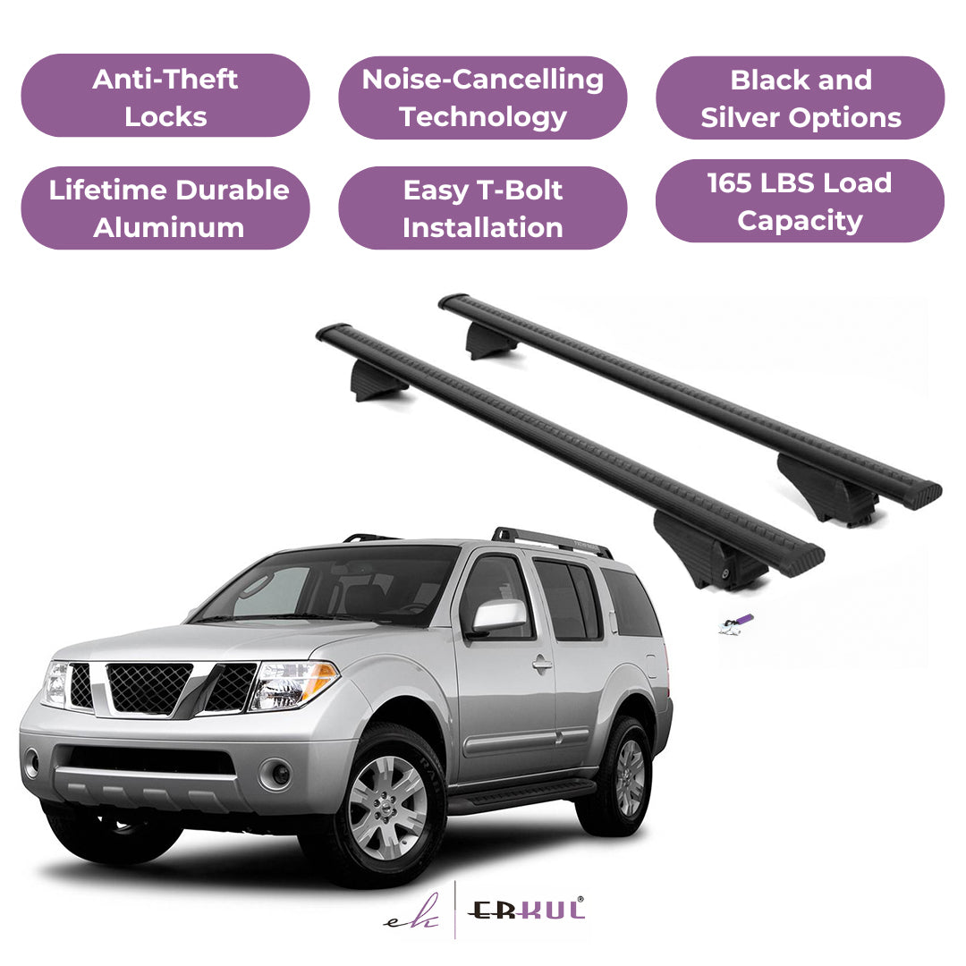 Roof Rack Crossbars with Extended Bar Design for Nissan Pathfinder 2005-2012 -Black