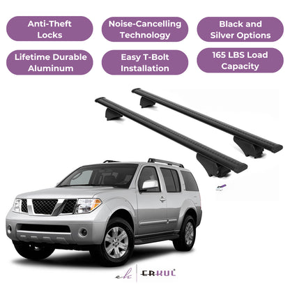 Roof Rack Crossbars with Extended Bar Design for Nissan Pathfinder 2005-2012 -Black