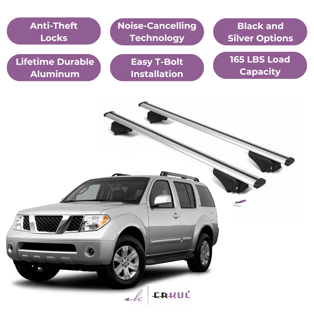 Roof Rack Crossbars with Extended Bar Design for Nissan Pathfinder 05-12 -Silver