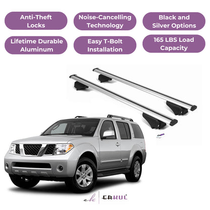 Roof Rack Crossbars with Extended Bar Design for Nissan Pathfinder 05-12 -Silver