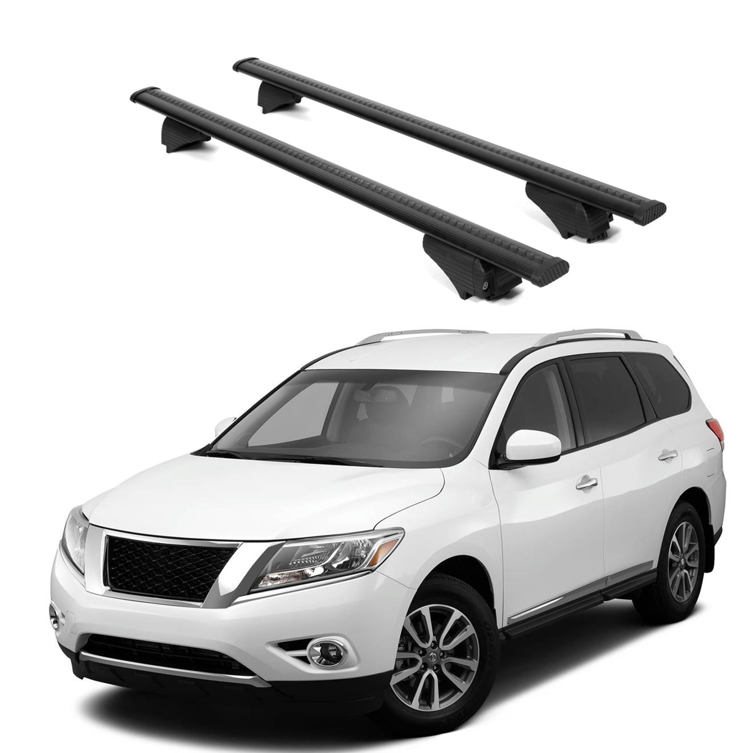 ERKUL Roof Rack Cross Bars for Nissan Pathfinder 2013 2021 For Raised Rails  - Black