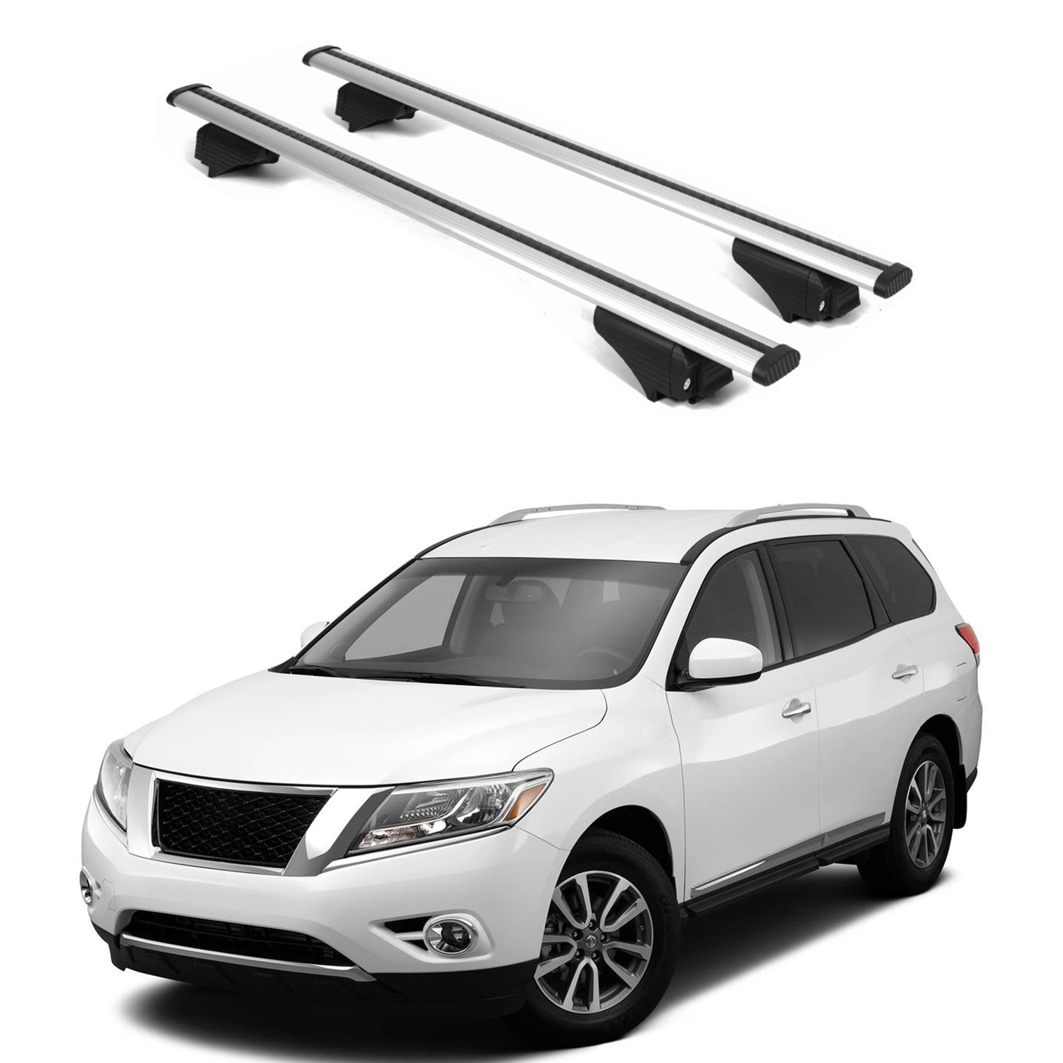 ERKUL Roof Rack Cross Bars for Nissan Pathfinder 2013 2021 For Raised Rails  - Silver