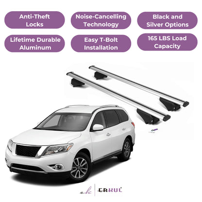 Roof Rack Crossbars with Extended Bar Design for Nissan Pathfinder 13-21 -Silver