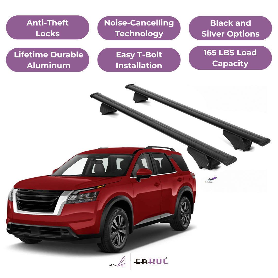 Roof Rack Crossbars with Extended Bar Design for Nissan Pathfinder 2022-2025 -Black